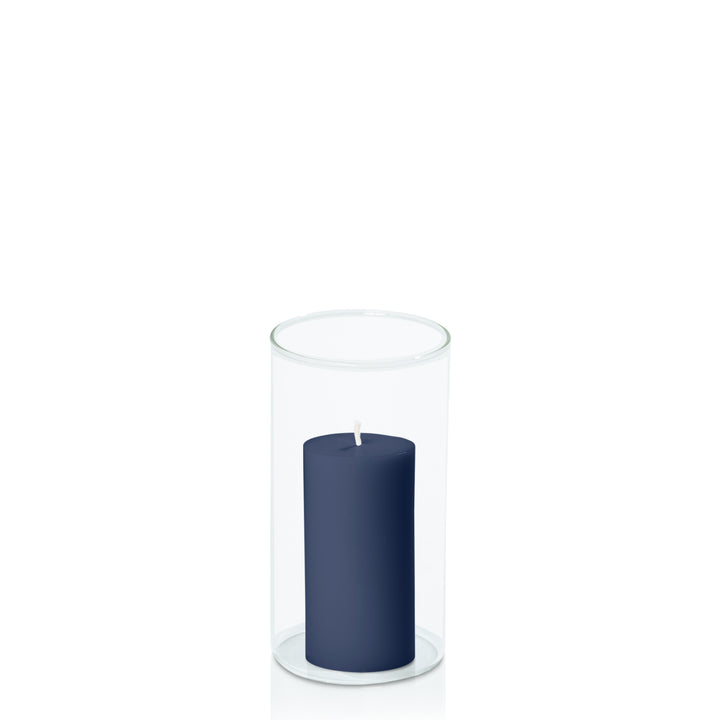 Sapphire 5cm x 10cm Pillar in 8cm x 15cm Glass Pack of 1