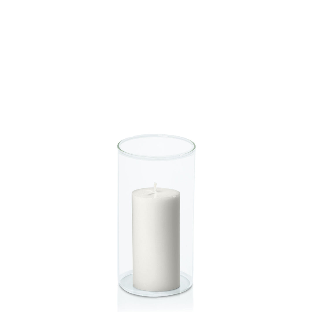 Stone 5cm x 10cm Pillar in 8cm x 15cm Glass Pack of 1