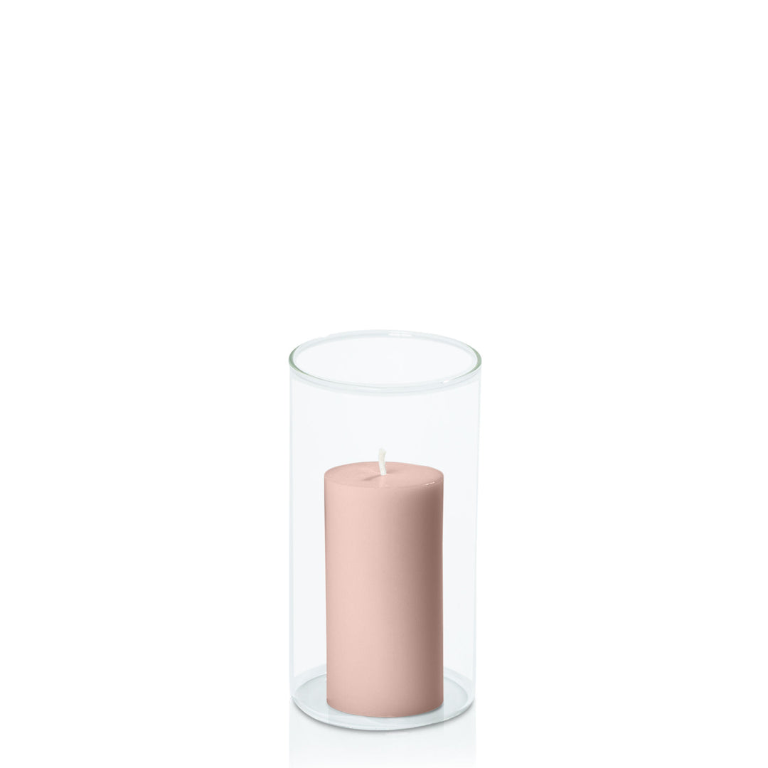 Vintage Blush 5cm x 10cm Pillar in 8cm x 15cm Glass Pack of 1