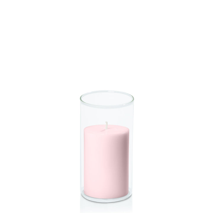 Blush Pink 7cm x 10cm Pillar in 8cm x 15cm Glass Pack of 1