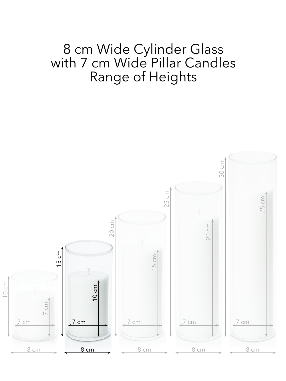 Capri 7cm x 10cm Pillar in 8cm x 15cm Glass Pack of 1