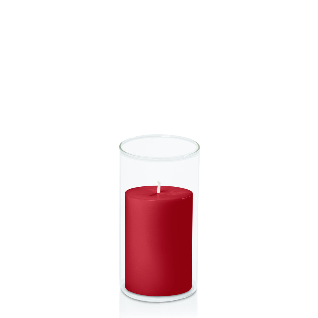 Chilli 7cm x 10cm Pillar in 8cm x 15cm Glass Pack of 1