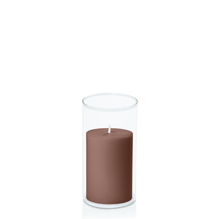 Chocolate 7cm x 10cm Pillar in 8cm x 15cm Glass Pack of 1