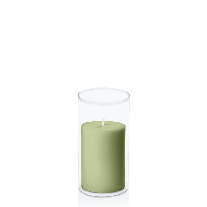 Matcha 7cm x 10cm Pillar in 8cm x 15cm Glass Pack of 1