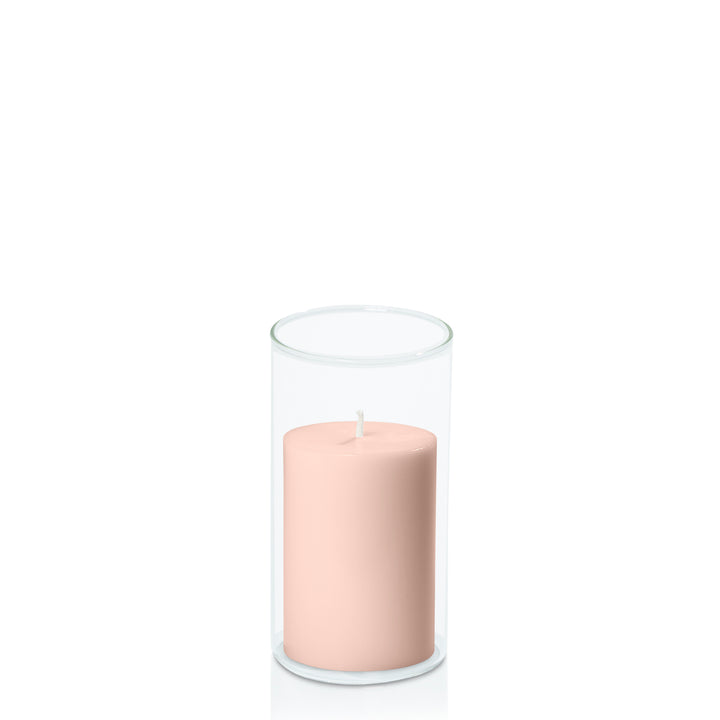 Nude 7cm x 10cm Pillar in 8cm x 15cm Glass Pack of 1