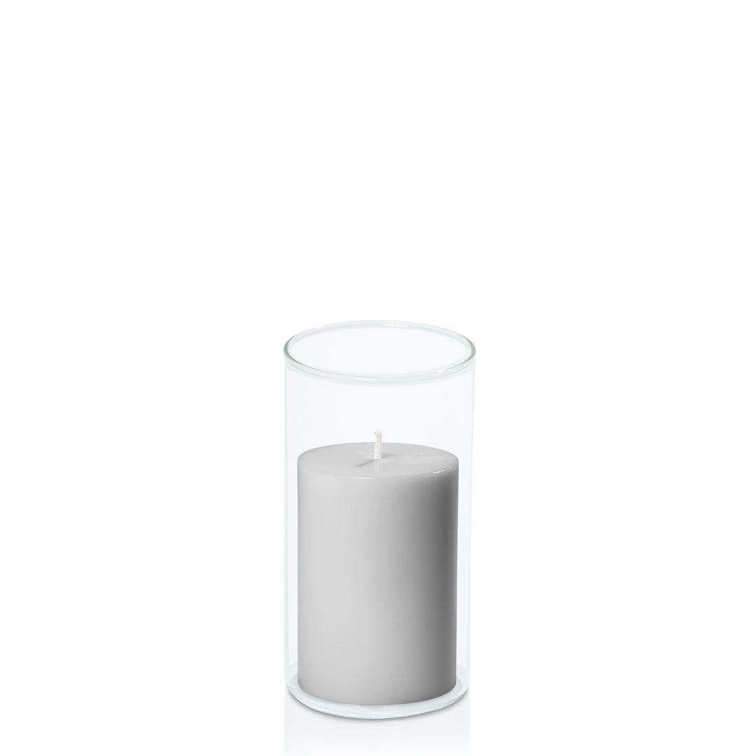 Stone 7cm x 10cm Pillar in 8cm x 15cm Glass Pack of 1