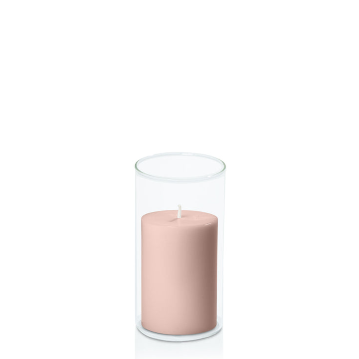 Vintage Blush 7cm x 10cm Pillar in 8cm x 15cm Glass Pack of 1