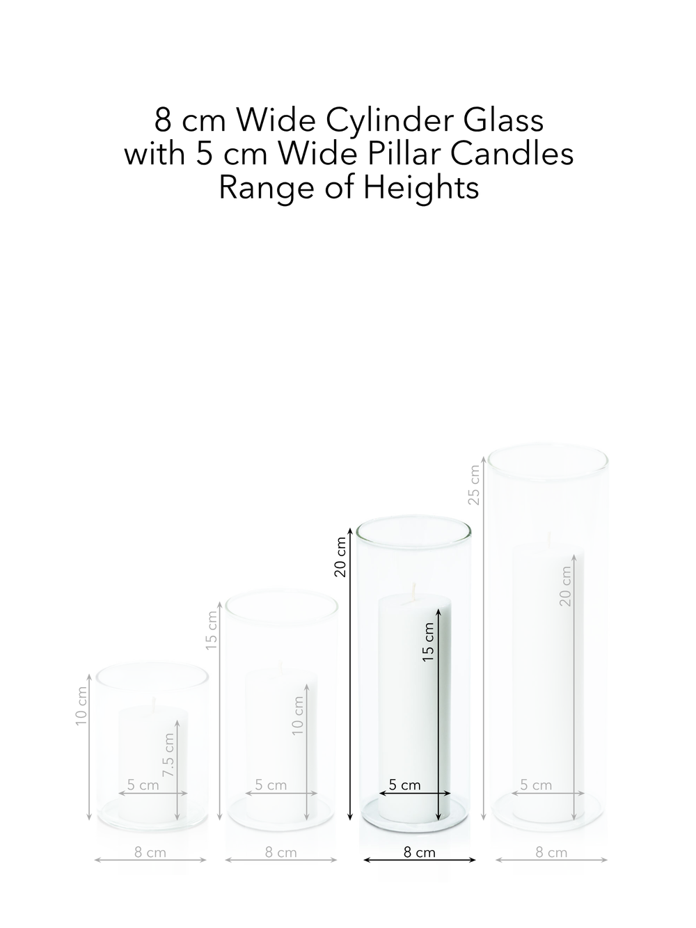 Capri 5cm x 15cm Pillar in 8cm x 20cm Glass Pack of 1