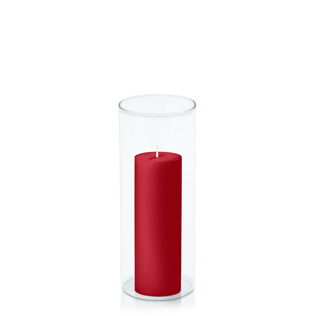 Chilli 5cm x 15cm Pillar in 8cm x 20cm Glass Pack of 1