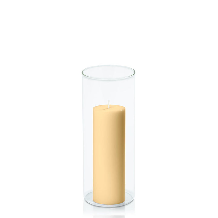 Gold 5cm x 15cm Pillar in 8cm x 20cm Glass Pack of 1