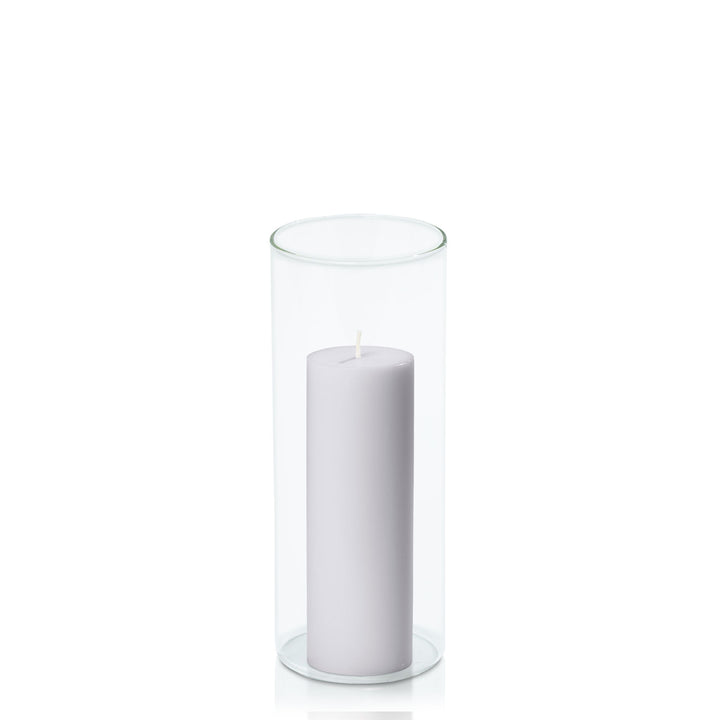 Silver Grey 5cm x 15cm Pillar in 8cm x 20cm Glass Pack of 1