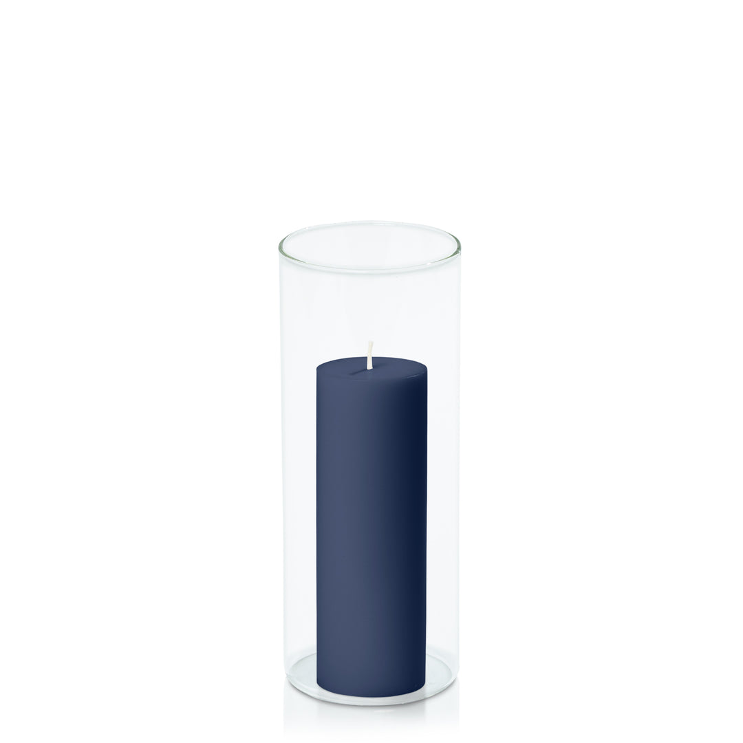 Sapphire 5cm x 15cm Pillar in 8cm x 20cm Glass Pack of 1