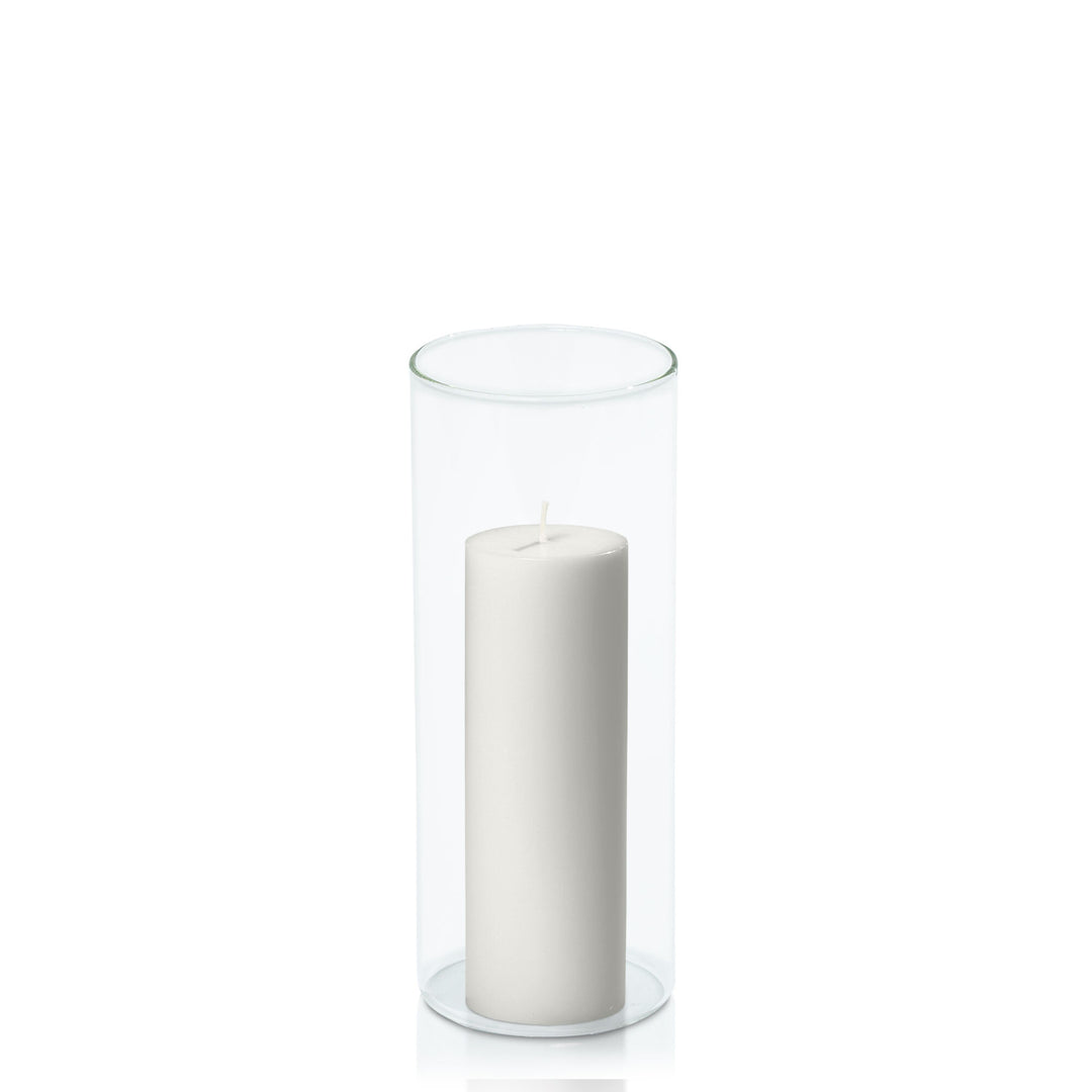 Stone 5cm x 15cm Pillar in 8cm x 20cm Glass Pack of 1