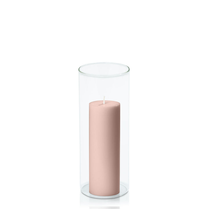 Vintage Blush 5cm x 15cm Pillar in 8cm x 20cm Glass Pack of 1