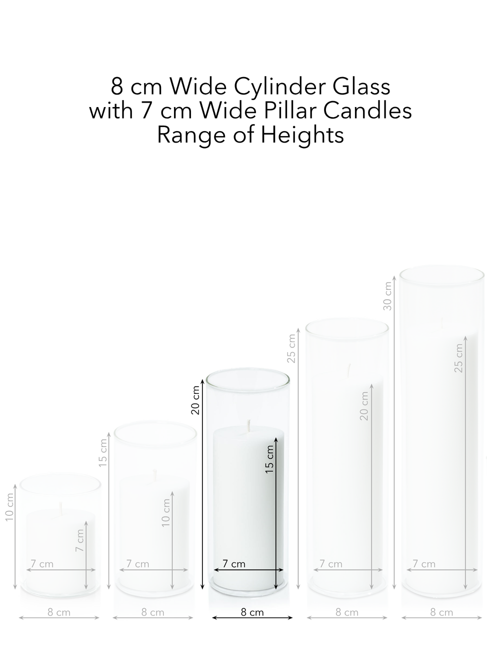 Capri 7cm x 15cm Pillar in 8cm x 20cm Glass Pack of 1