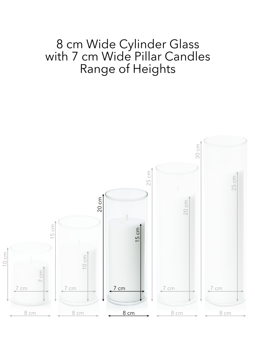 Capri 7cm x 15cm Pillar in 8cm x 20cm Glass Pack of 1