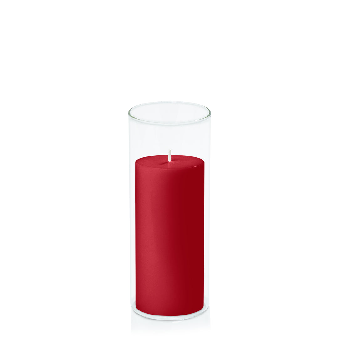 Chilli 7cm x 15cm Pillar in 8cm x 20cm Glass Pack of 1