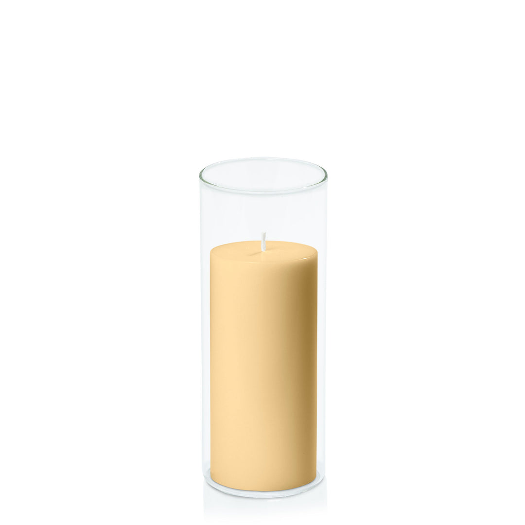 Gold 7cm x 15cm Pillar in 8cm x 20cm Glass Pack of 1