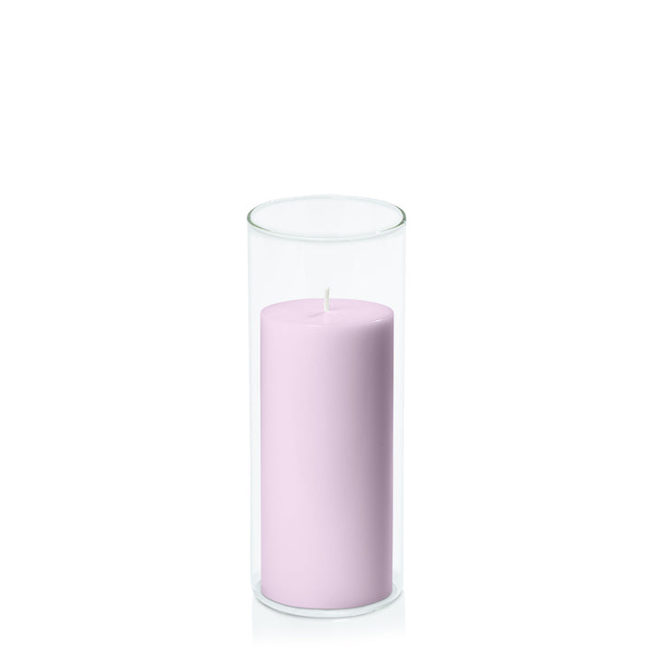 Lilac 7cm x 15cm Pillar in 8cm x 20cm Glass Pack of 1