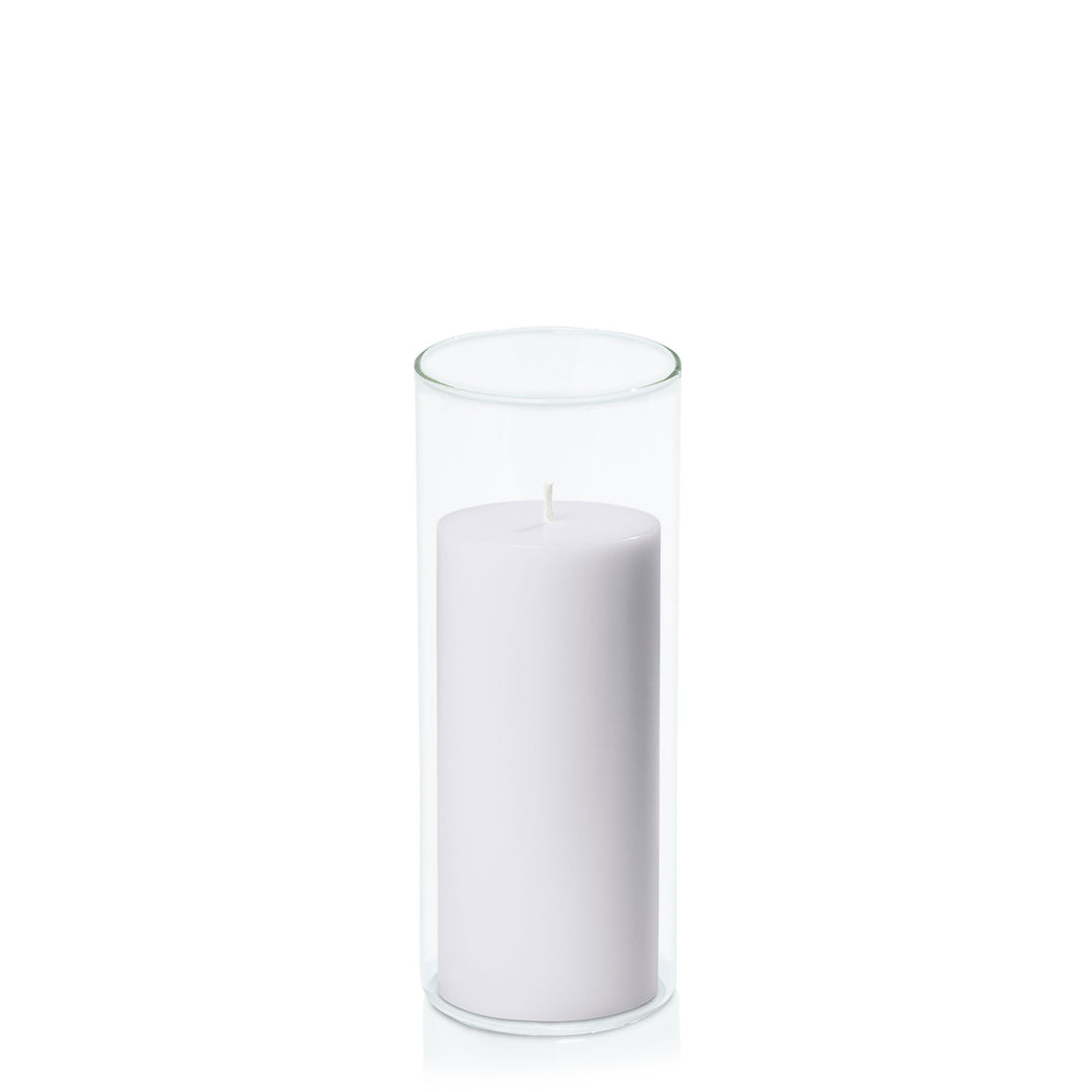 Silver Grey 7cm x 15cm Pillar in 8cm x 20cm Glass Pack of 1