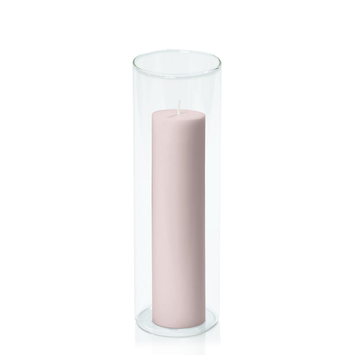 Antique Pink 5cm x 20cm Pillar in 8cm x 25cm Glass Pack of 1