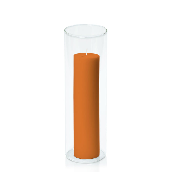 Baked Clay 5cm x 20cm Pillar in 8cm x 25cm Glass Pack of 1