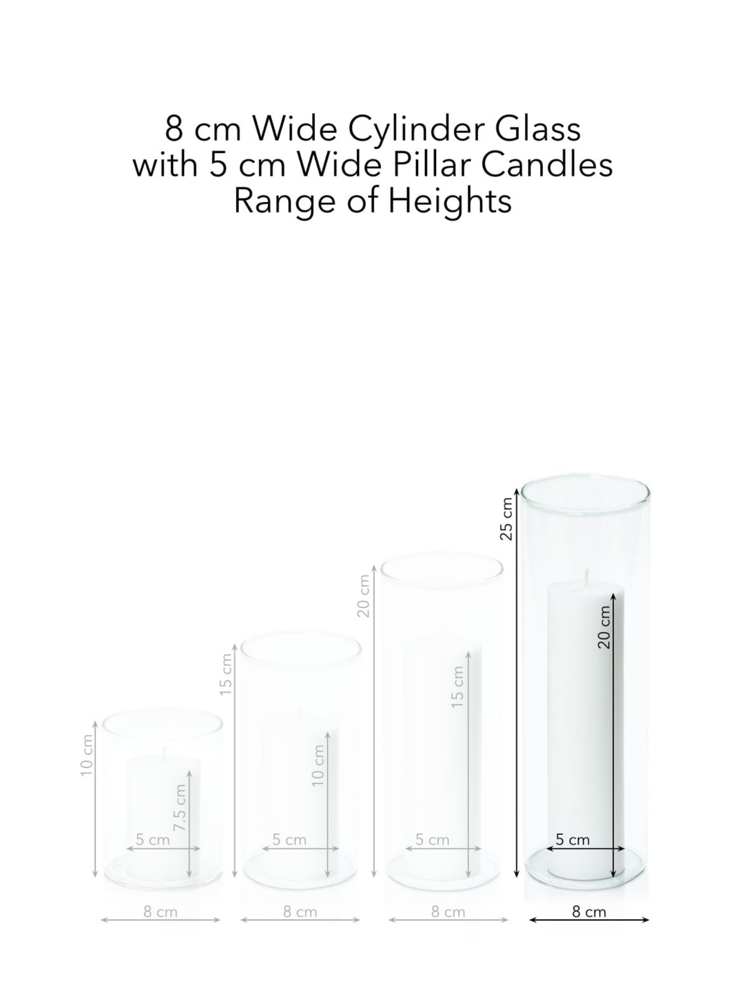 Capri 5cm x 20cm Pillar in 8cm x 25cm Glass Pack of 1