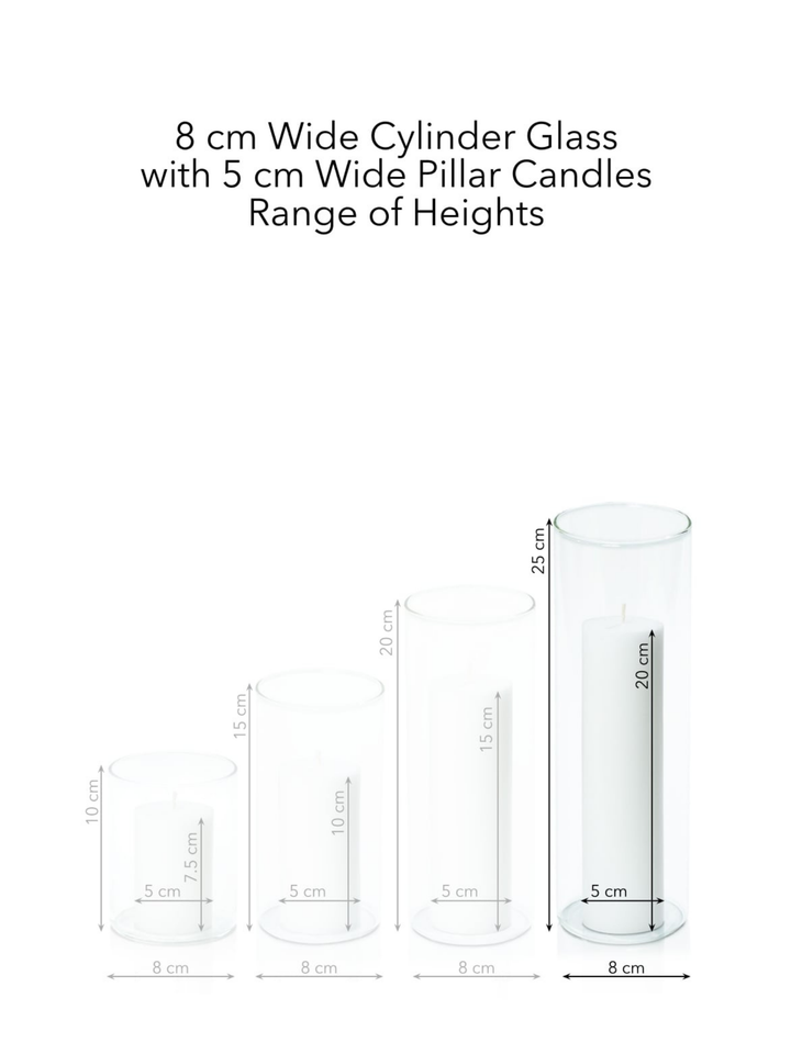 Capri 5cm x 20cm Pillar in 8cm x 25cm Glass Pack of 1