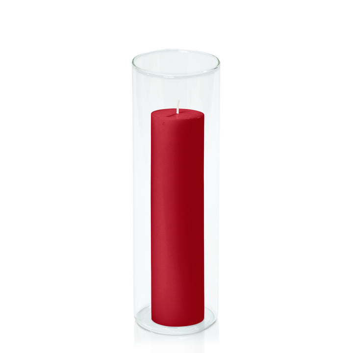 Chilli 5cm x 20cm Pillar in 8cm x 25cm Glass Pack of 1