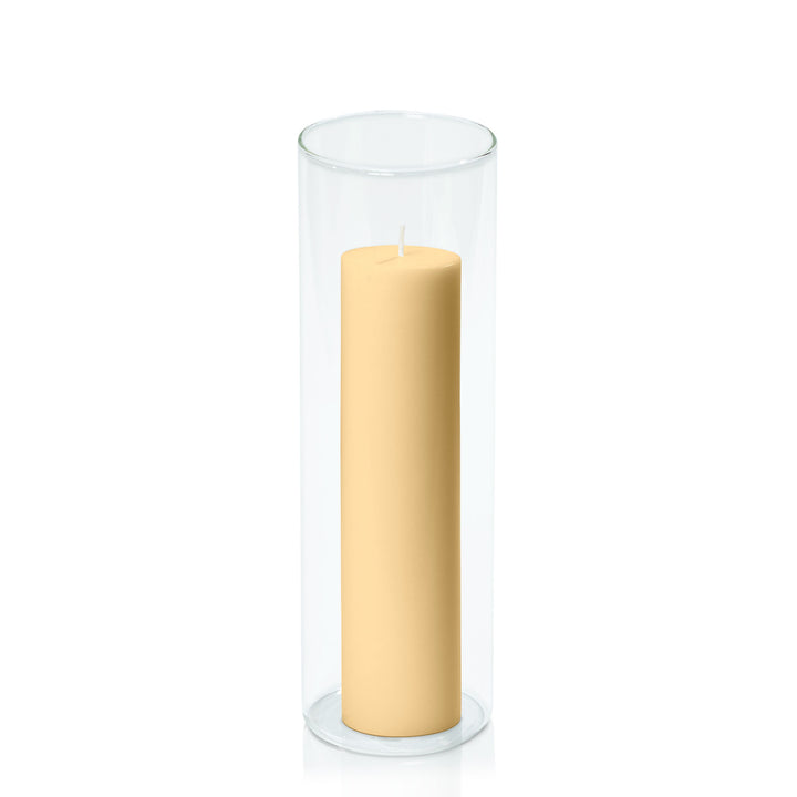 Gold 5cm x 20cm Pillar in 8cm x 25cm Glass Pack of 1