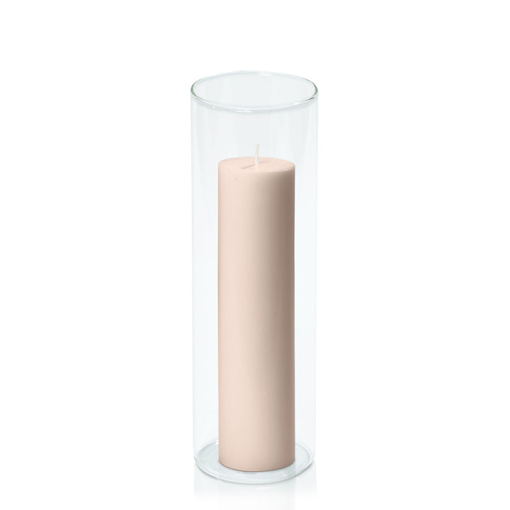 Nude 5cm x 20cm Pillar in 8cm x 25cm Glass Pack of 1