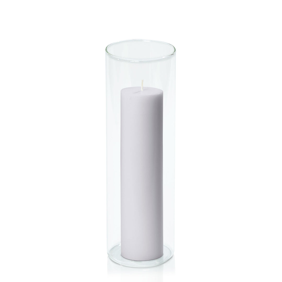 Silver Grey 5cm x 20cm Pillar in 8cm x 25cm Glass Pack of 1