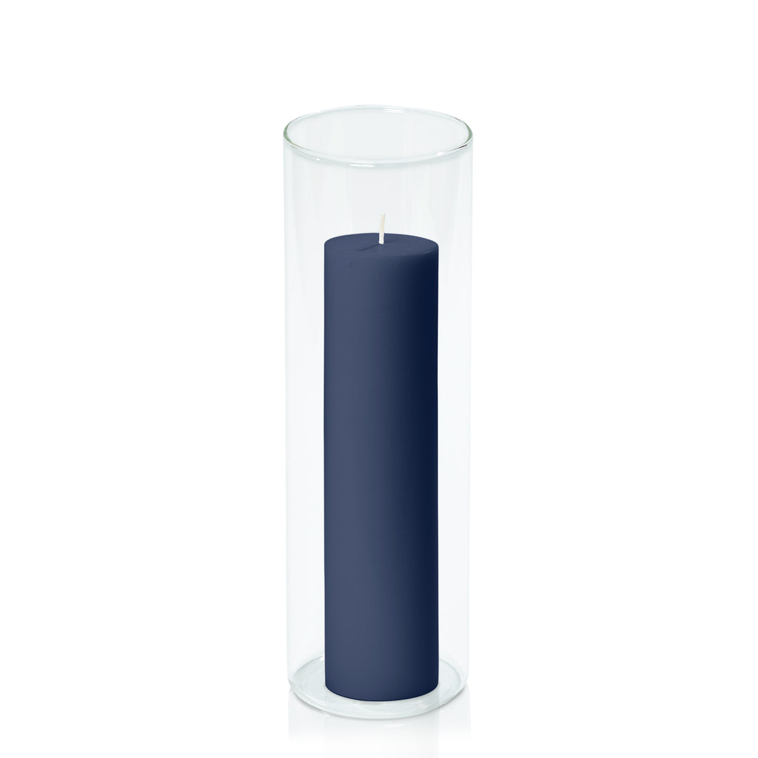 Sapphire 5cm x 20cm Pillar in 8cm x 25cm Glass Pack of 1