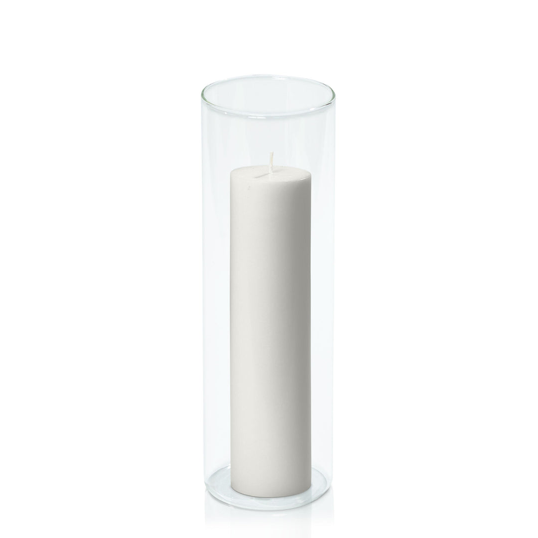 Stone 5cm x 20cm Pillar in 8cm x 25cm Glass Pack of 1