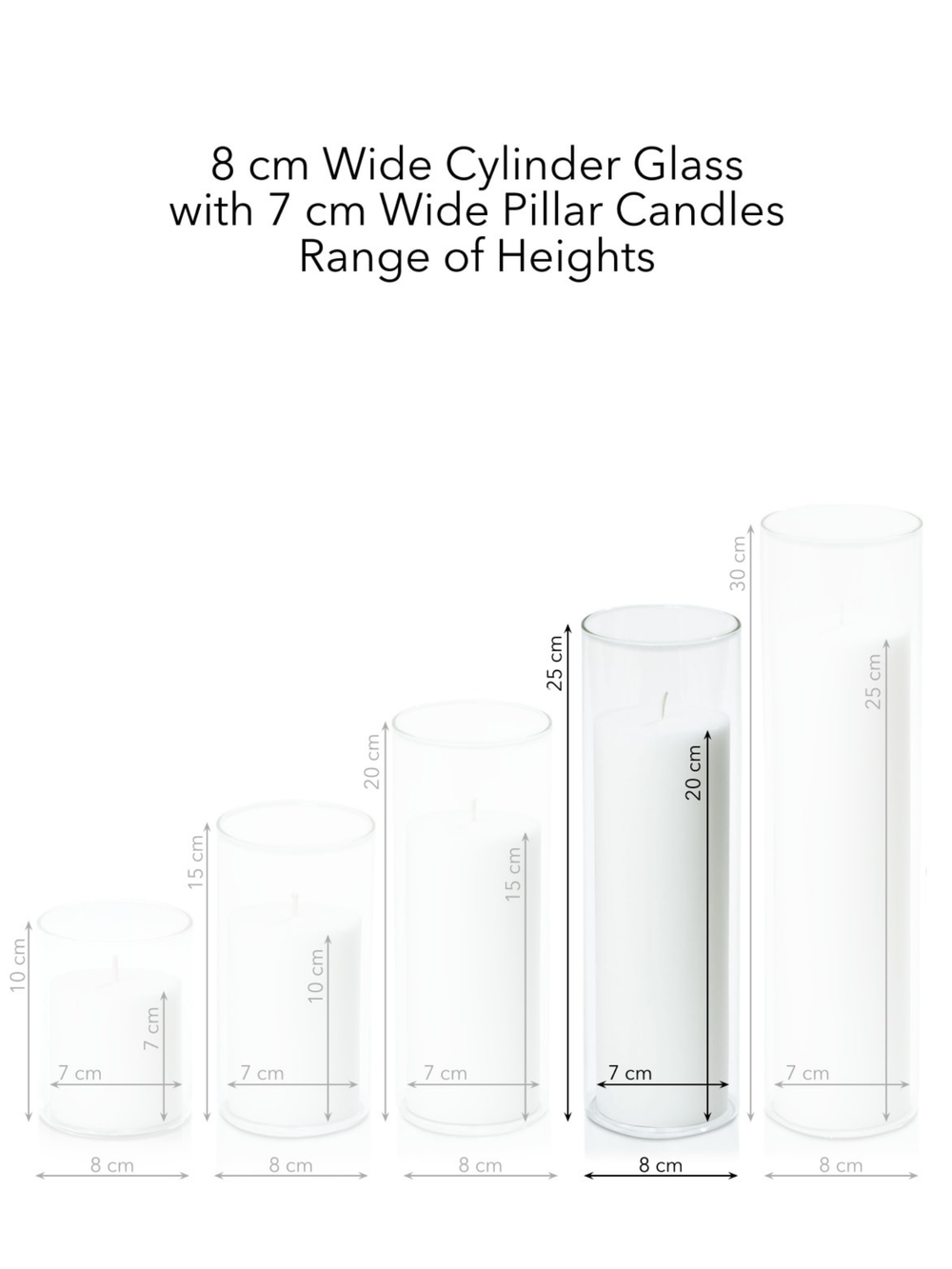 Capri 7cm x 20cm Pillar in 8cm x 25cm Glass Pack of 1