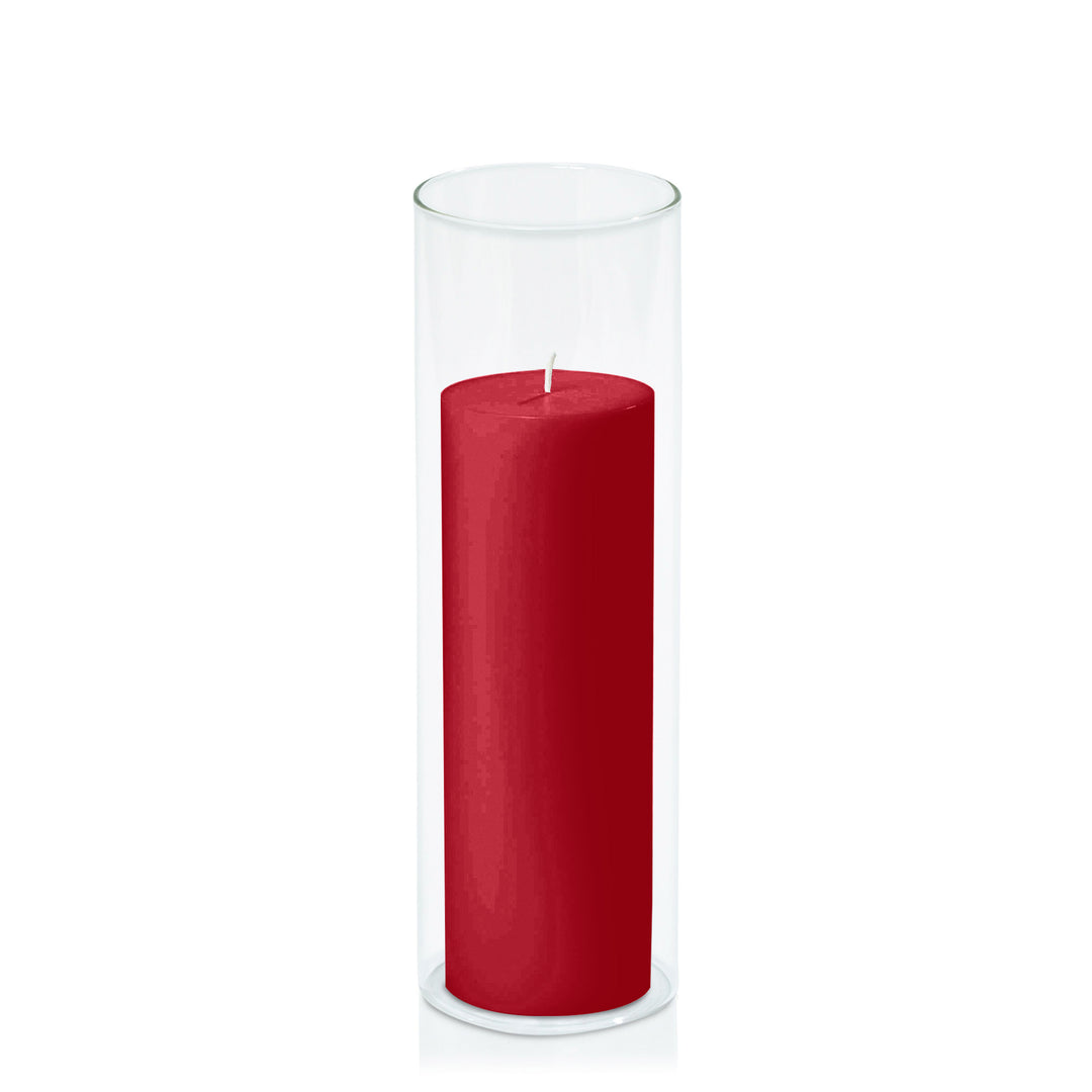 Chilli 7cm x 20cm Pillar in 8cm x 25cm Glass Pack of 1