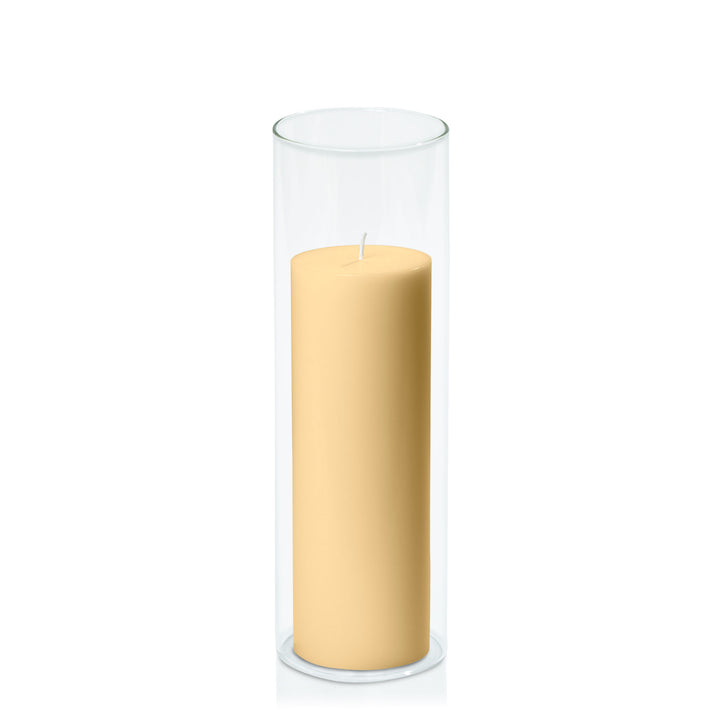 Gold 7cm x 20cm Pillar in 8cm x 25cm Glass Pack of 1