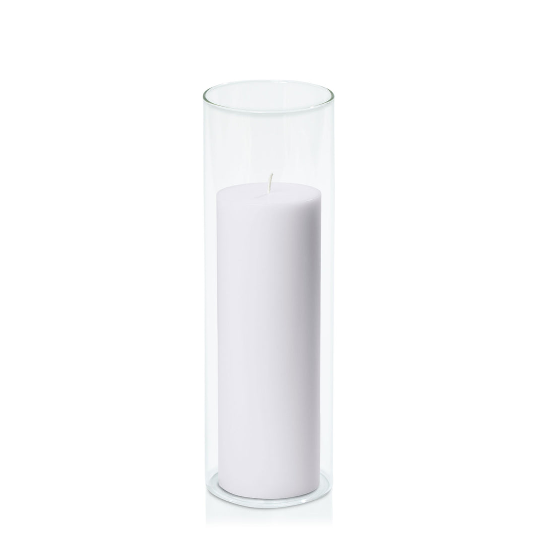 Silver Grey 7cm x 20cm Pillar in 8cm x 25cm Glass Pack of 1