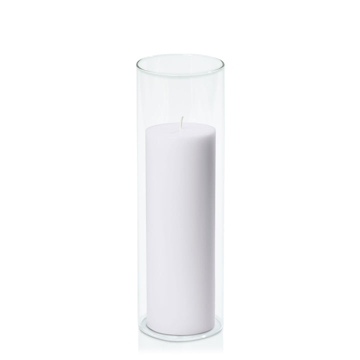 Silver Grey 7cm x 20cm Pillar in 8cm x 25cm Glass Pack of 1