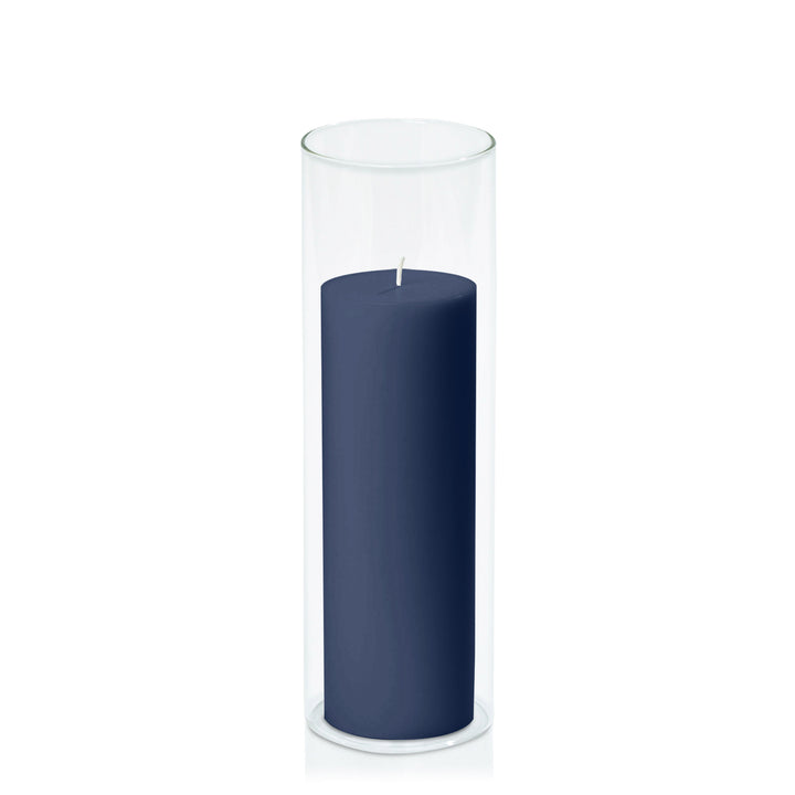 Sapphire 7cm x 20cm Pillar in 8cm x 25cm Glass Pack of 1