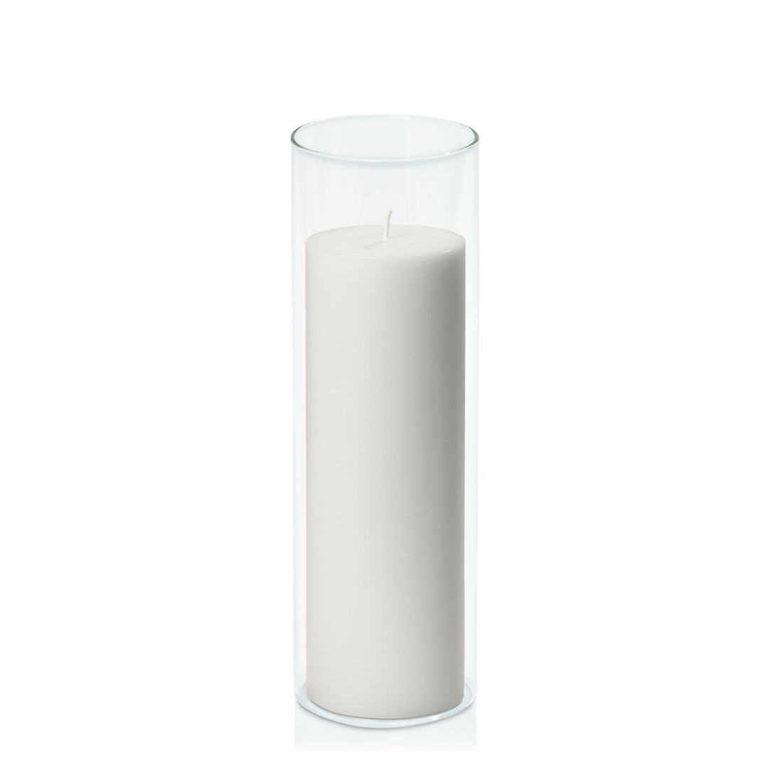 Stone 7cm x 20cm Pillar in 8cm x 25cm Glass Pack of 1