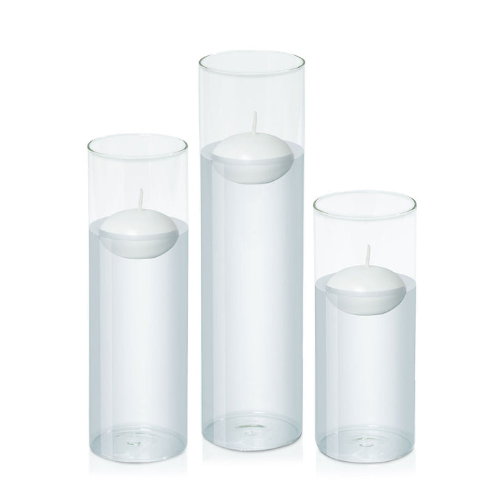 White 6cm Event Floating in 8cm Glass Set - Lg Pack of 1