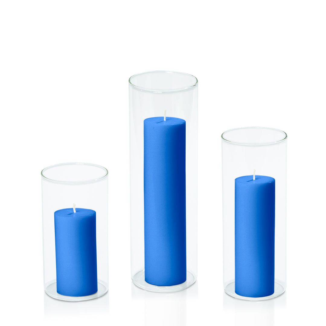 Capri 5cm Pillar in 8cm Glass Set - Med Pack of 1