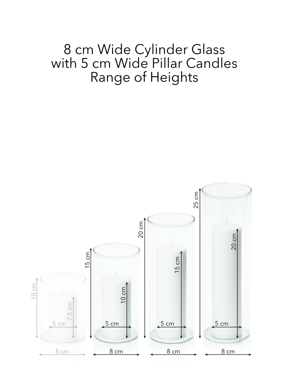 Capri 5cm Pillar in 8cm Glass Set - Med Pack of 1