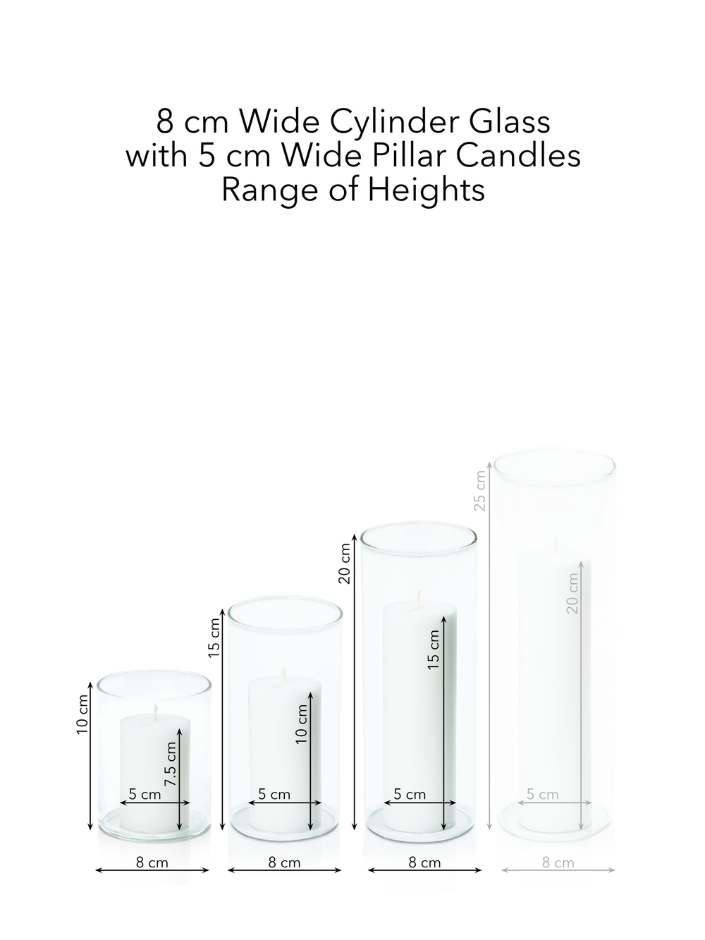 Capri 5cm Pillar in 8cm Glass Set - Sm Pack of 1