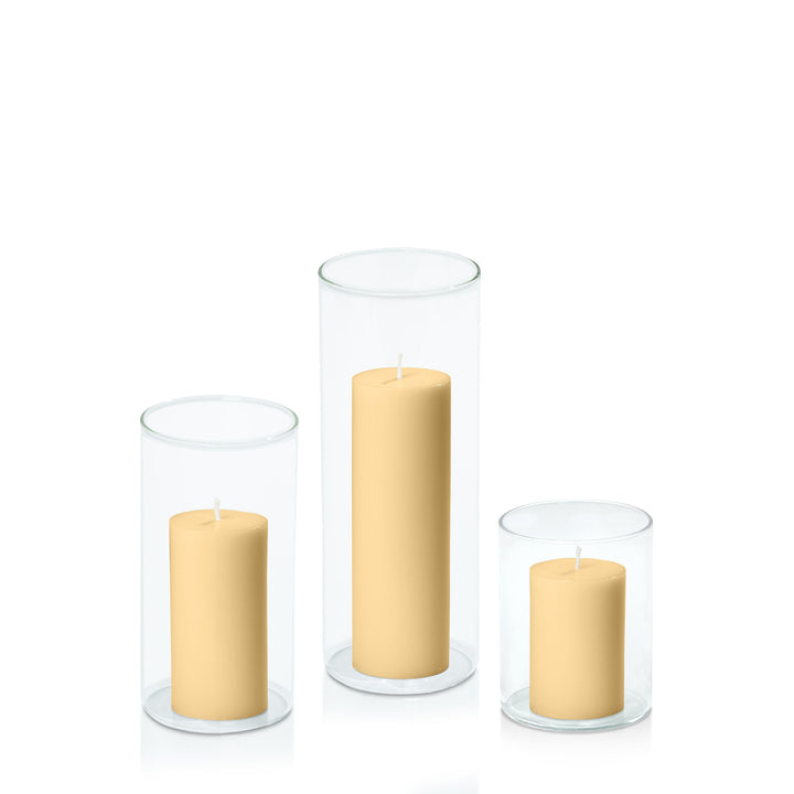 Gold 5cm Pillar in 8cm Glass Set - Sm Pack of 1