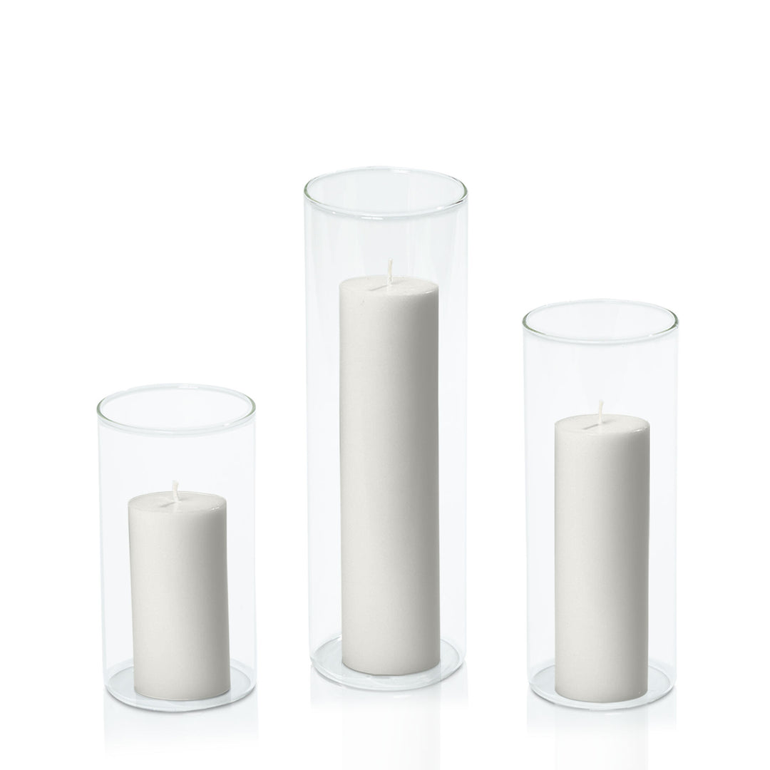 Stone 5cm Pillar in 8cm Glass Set - Med Pack of 1