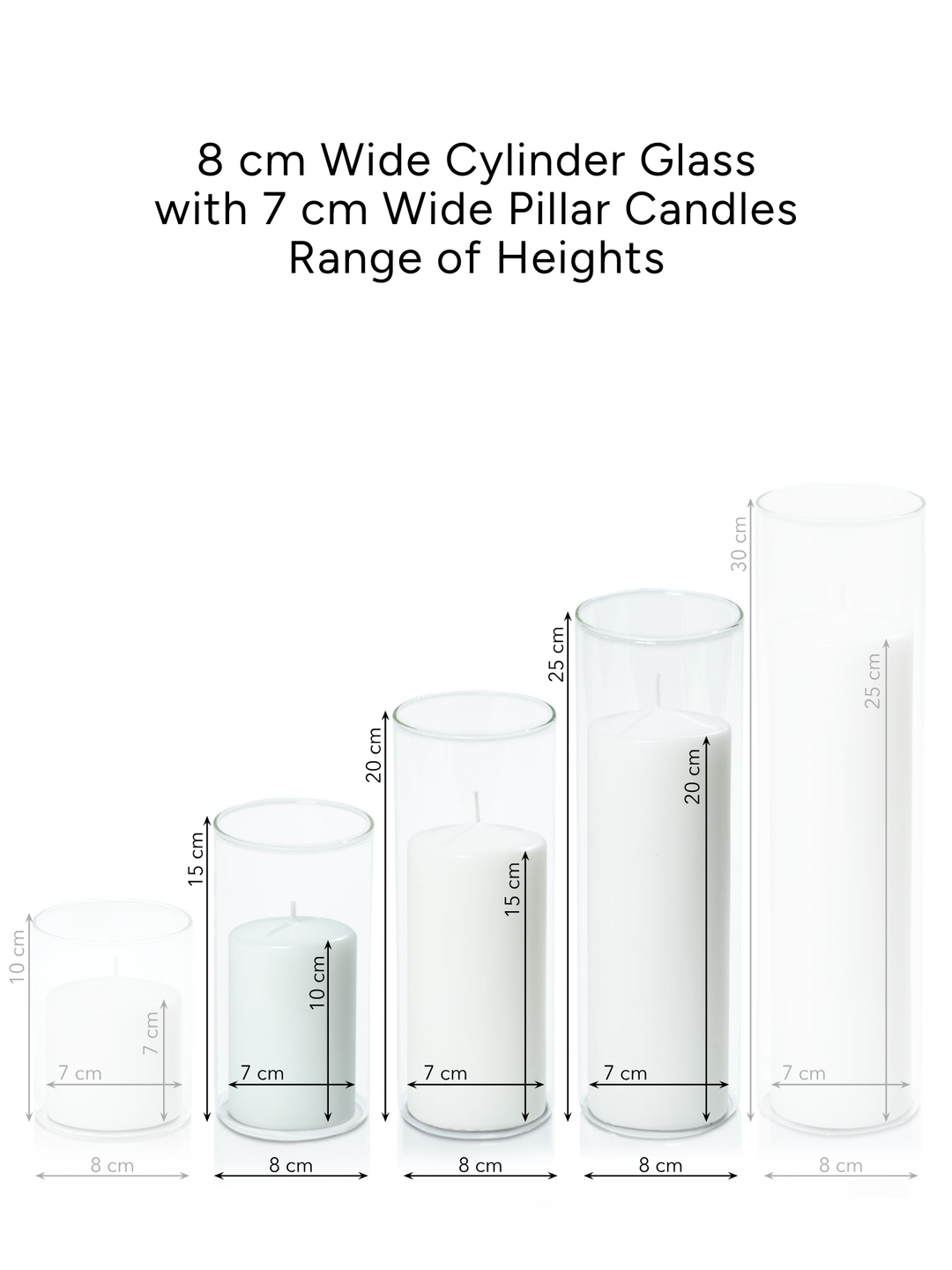 Capri 7cm Pillar in 8cm Glass Set - Med Pack of 1