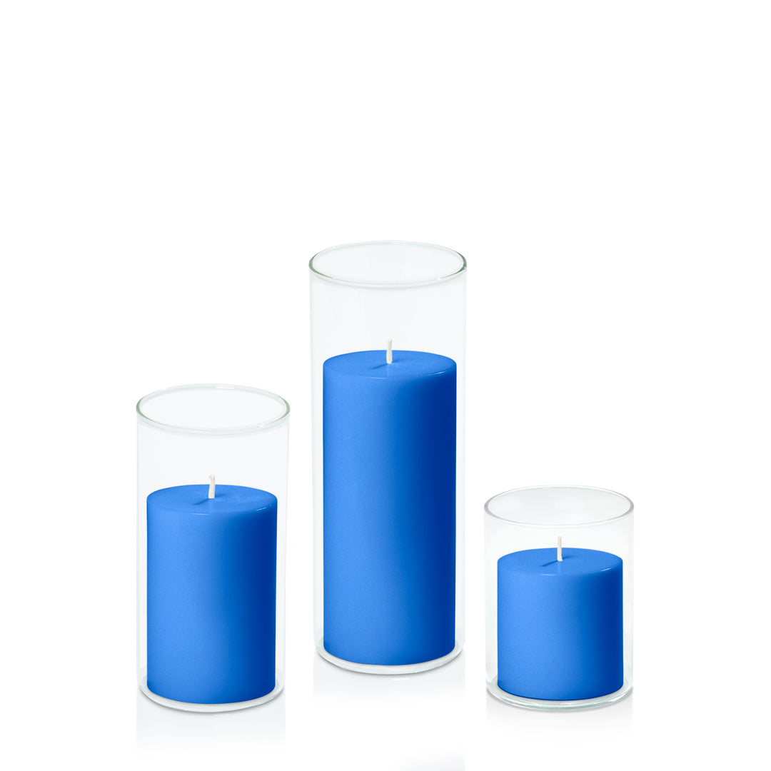 Capri 7cm Pillar in 8cm Glass Set - Sm Pack of 1