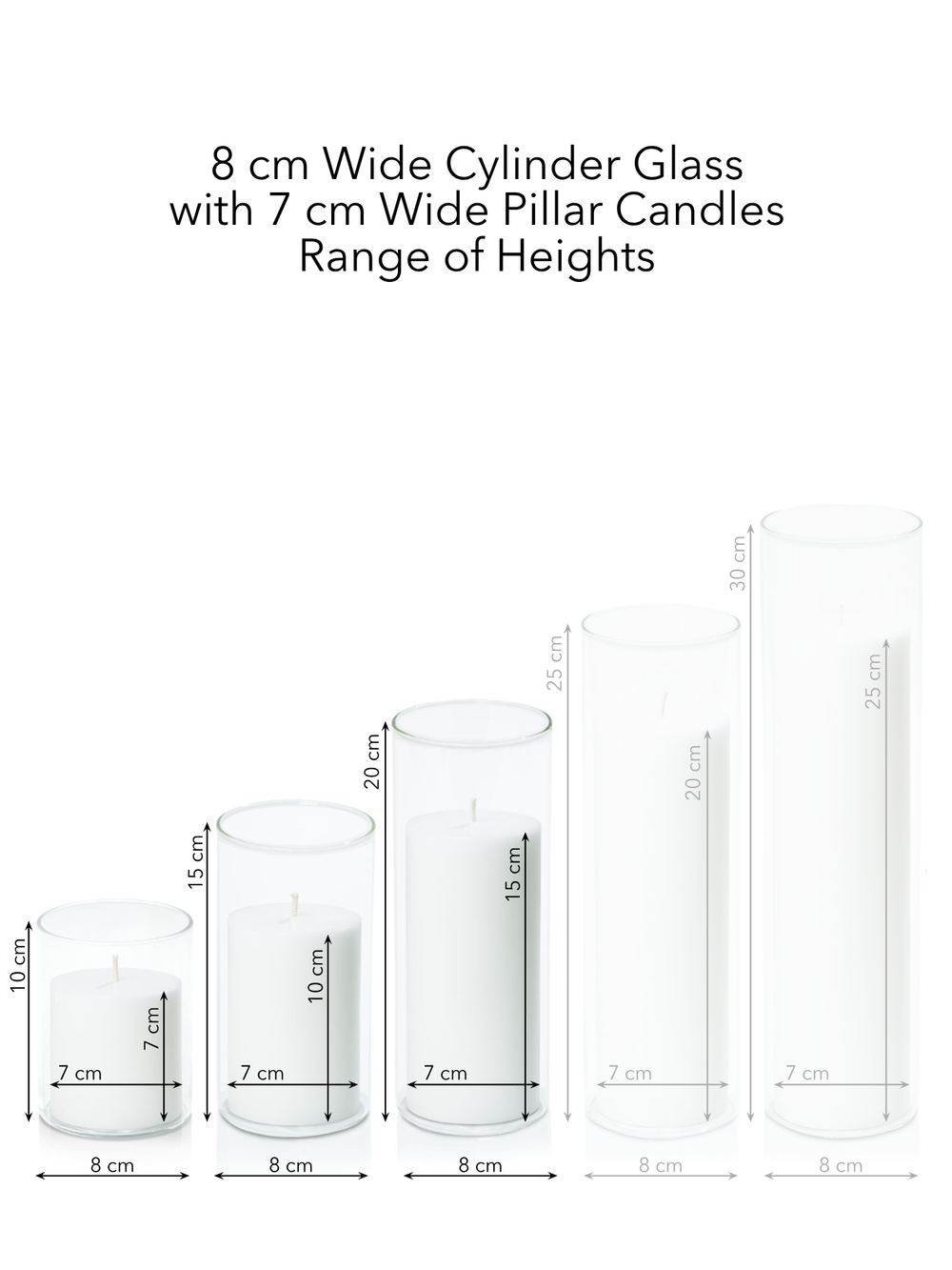 Capri 7cm Pillar in 8cm Glass Set - Sm Pack of 1